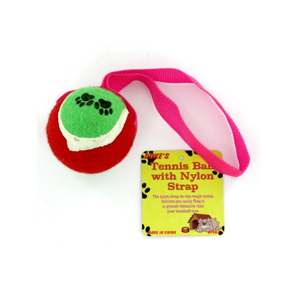 Tennis Ball Dog Toy With Nylon Strap, Pack Of 24