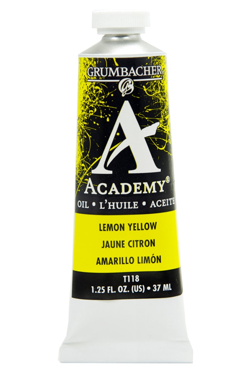 Academy® Oil Yellow Color Family Lemon Yellow T118 / 37 Ml. (1.25 Fl. Oz.)