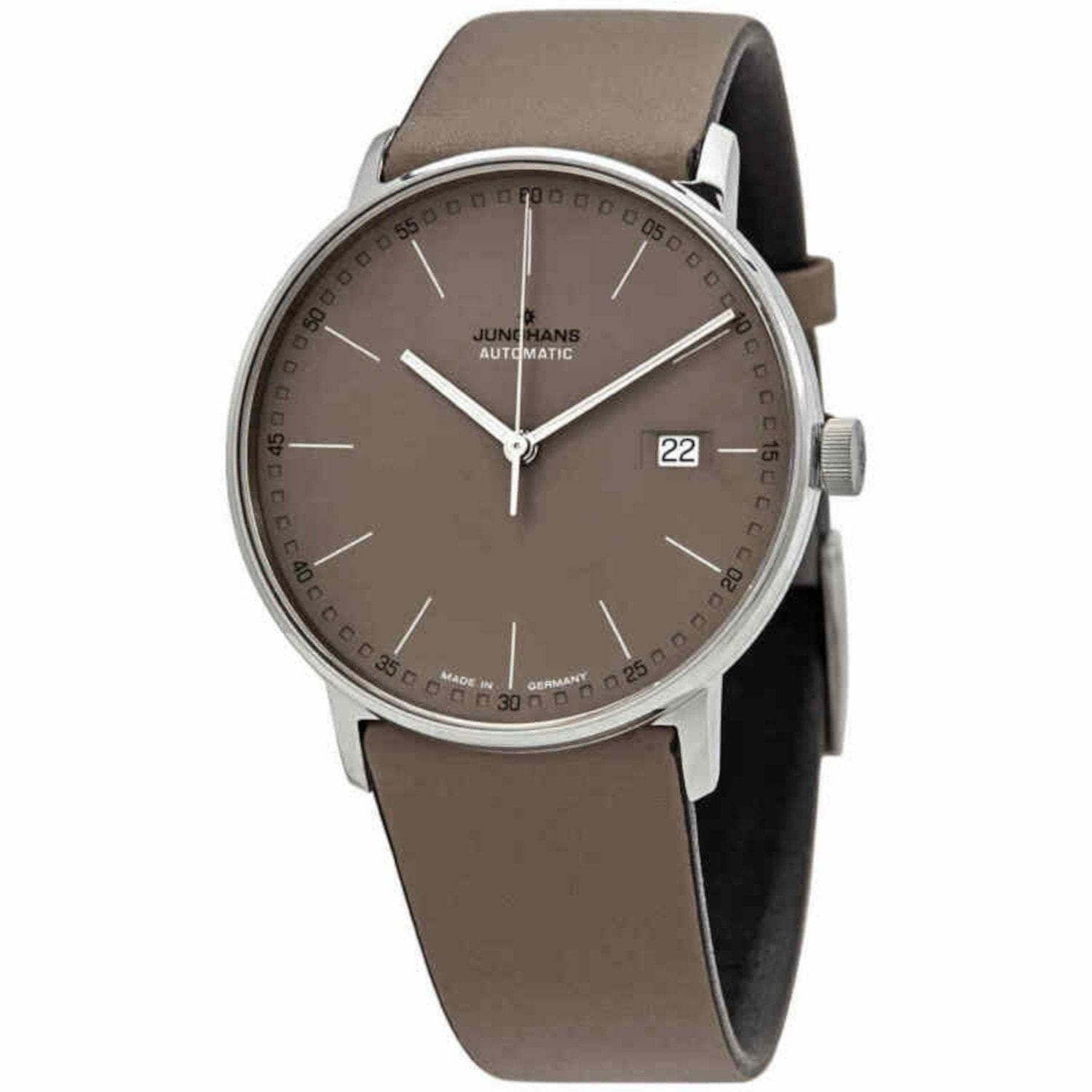 Junghans Men's 'Form A' Taupe Dial Leather Strap Automatic Watch