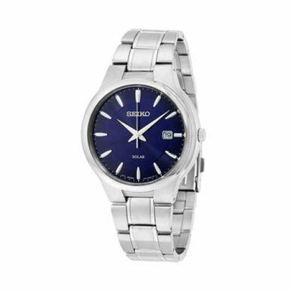 Seiko Solar Silver Stainless Steel Blue Dial Men's Eco-Drive Watch