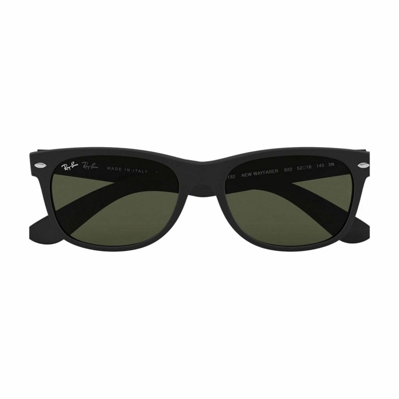 Ray Ban Rb2132 622 New Wayfarer Classic Matte Black Square Green Classic G 15 Lens Sunglasses 2366