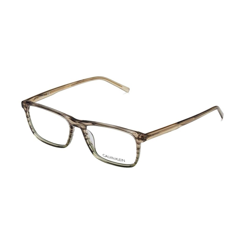 Calvin Klein Striped Military Green Rectangular Men's Acetate Eyeglasses