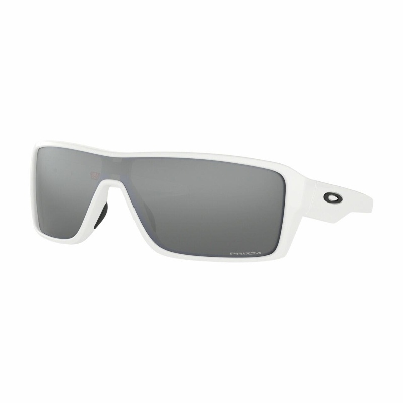 Oakley Ridgeline Polished White Rectangular Prizm Black Lens Sunglasses 