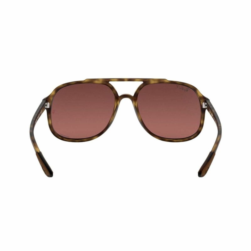 RayBan Tortoise Square Purple Mirror Chromance Lens Sunglasses
