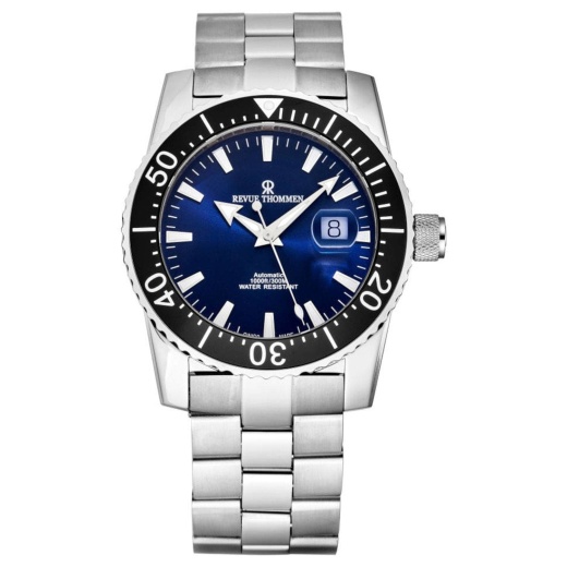 Revue Thommen Men's 'Diver' Blue Dial Stainless Steel Swiss Automatic Watch