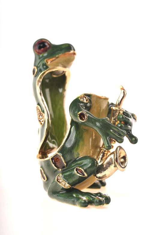 Frog Playing The Saxophone Jewelry Box by Keren Kopal