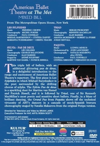 AMERICAN BALLET THEATRE AT THE MET: Mixed Bill DVD 5 Ballet