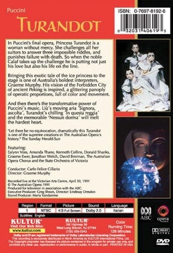 Turandot DVD 9 Opera by Kultur
