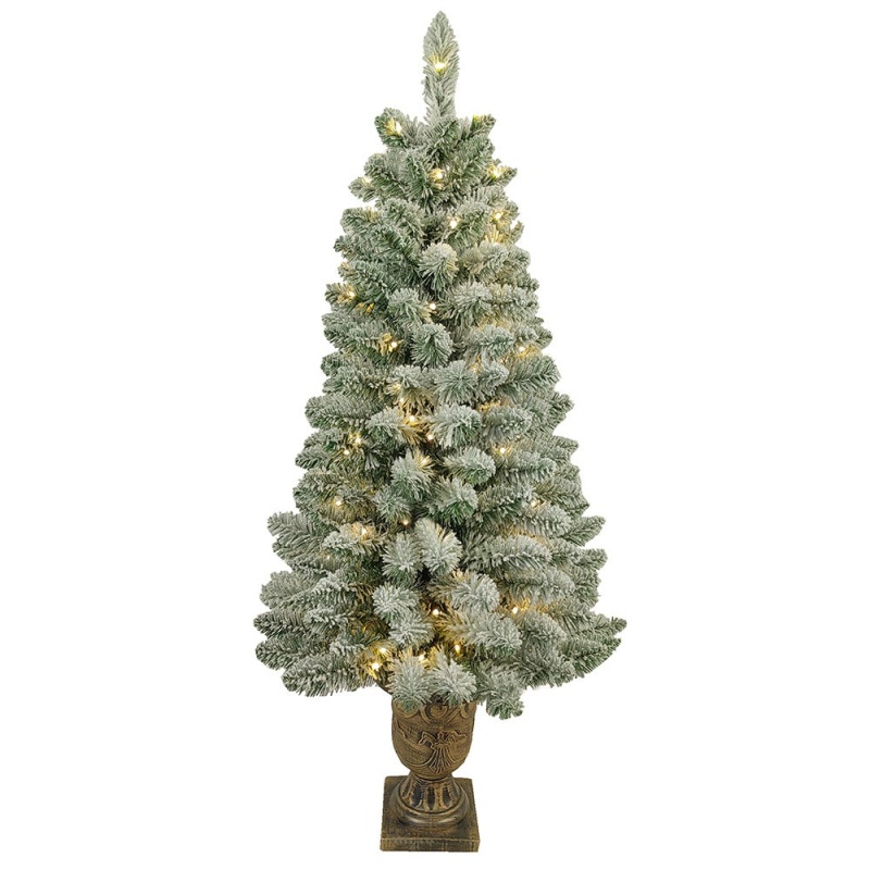Buy 4' Pre-Lit Led Warm White Flocked Pine Tree Online - Elevate Your ...
