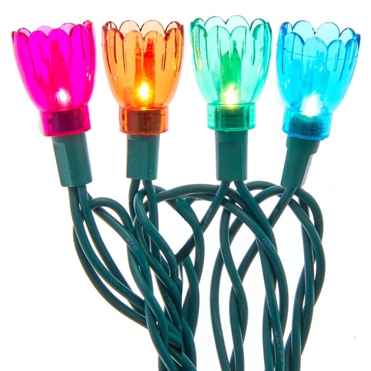 25.5' UL 10-Light Multicolored Tulip Light Set