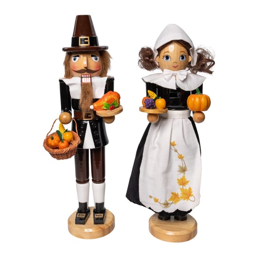 15" Man & Women Pilgrim Nutcrackers, 2-Piece Set
