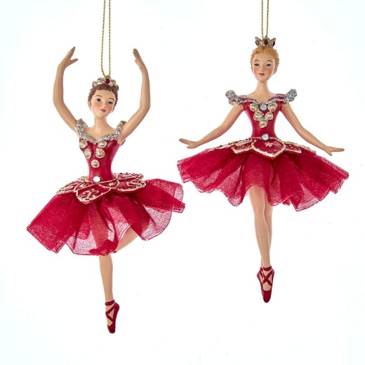 Regal Red Ballerina Ornaments, 2 Assorted - Kurt Adler