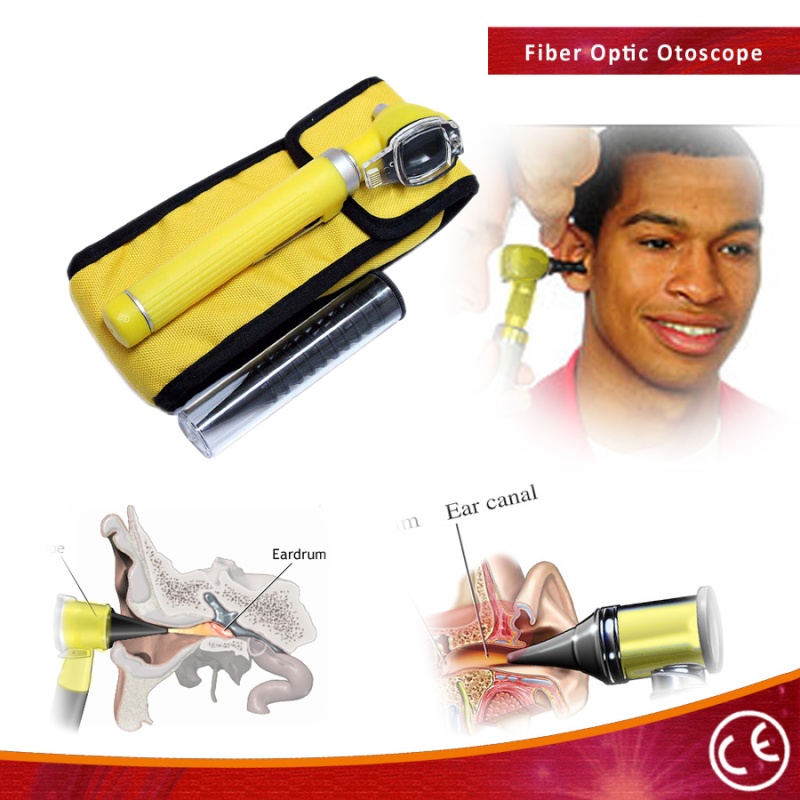 Fiber Optic Otoscope Mini Pocket Yellow Medical Ent Diagnostic Set