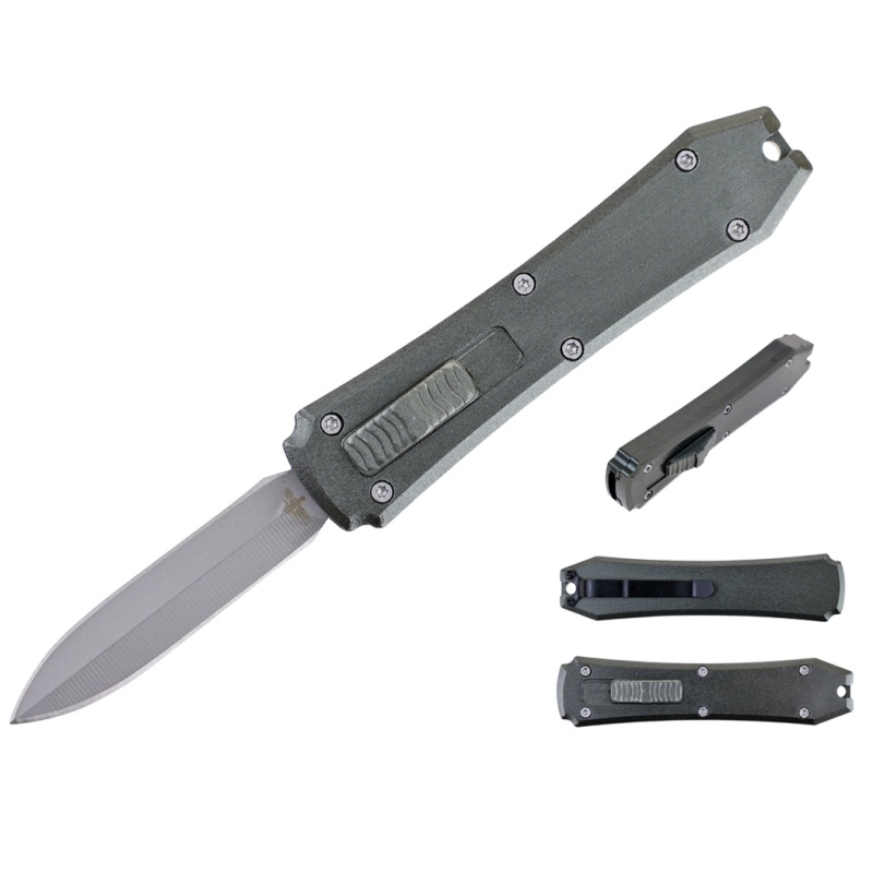 Defender 5.25" Mini Pocket Knife With Grey Anodized Aluminum Handle And Pocket Clip