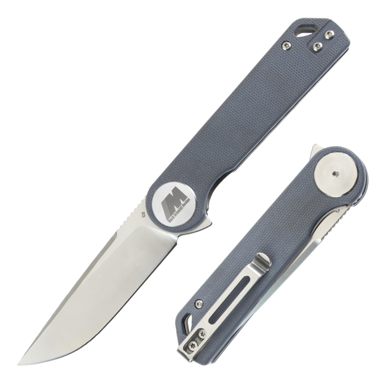 8" Stain Finish D2 Blade Jeans Blue G10 Handle Ball Bearing Folding Knife With Box
