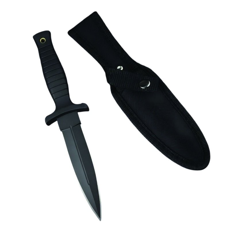 9" Dispatch Double Edge Black Outdoor Fixed Blade Hunting Knife