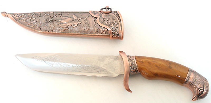11" Dagger With Sheath Copper Color & Eagle Design
