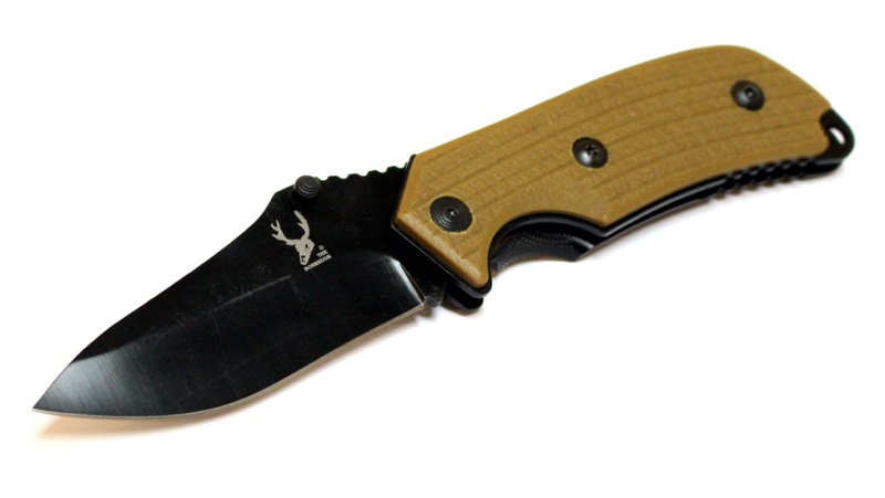 8.5" Brown & Black S/A Pocket Knife Black Stainless Steel Blade Metal Handle W/ Belt Clip
