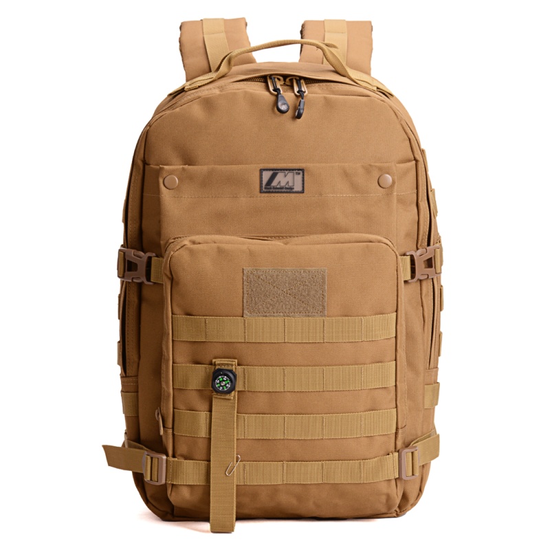 Khaki 35L Military Tactical Waterproof Backpack – Heavy-Duty Rucksack With Compass Attachment