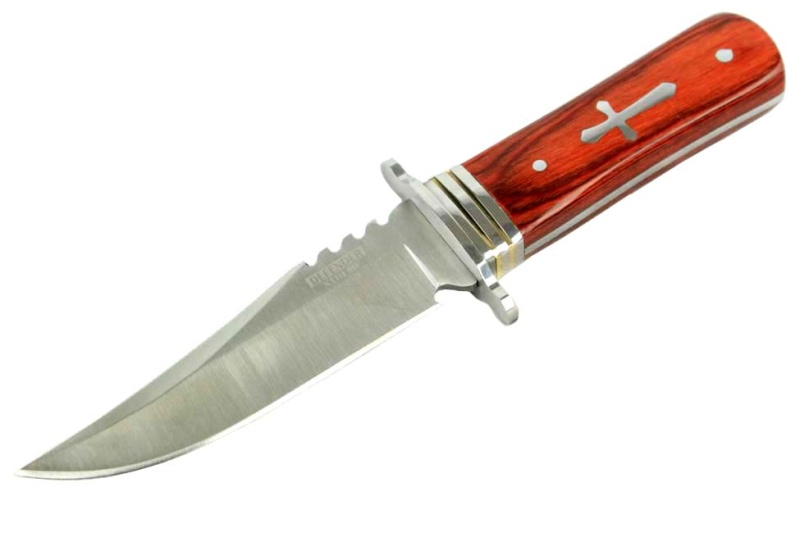 7.5" Defender Xtreme Hunting Knife Full Tang Stainless Steel Blade With Wood Handle