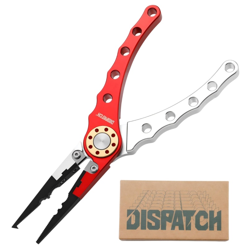 Dispatch 7.8" Aluminum Braid Cutters & Split Ring Fishing Pliers – Red