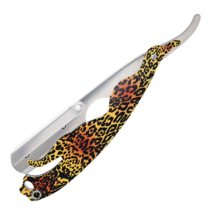 Professional Barber Salon Tiger Style Handle Throat Shaving Razor With 10 Blades