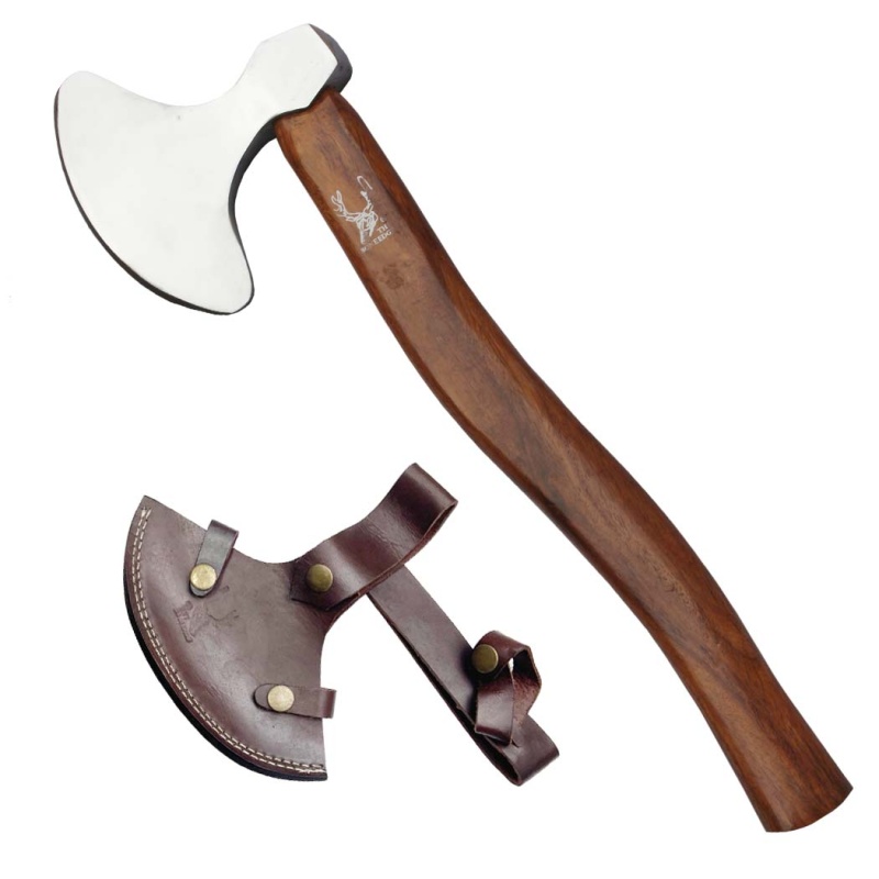 Theboneedge 20" Cutting Edge Polish Blade Hunting Axe Wood Handle With Sheath