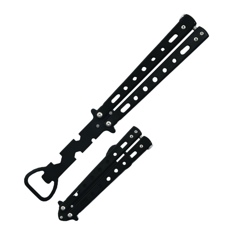 Dispatch 5.4" Black Balisong Trainer With Unsharpened Flip Blade
