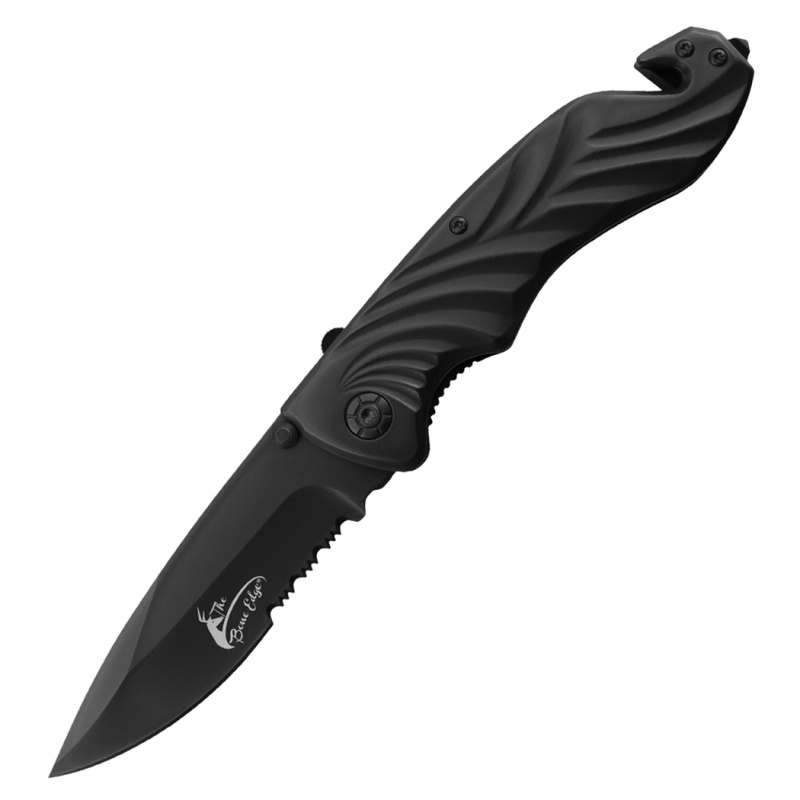 Theboneedge 8.5" All Black Color Drop Point Blade Spring Assisted Folding Knife