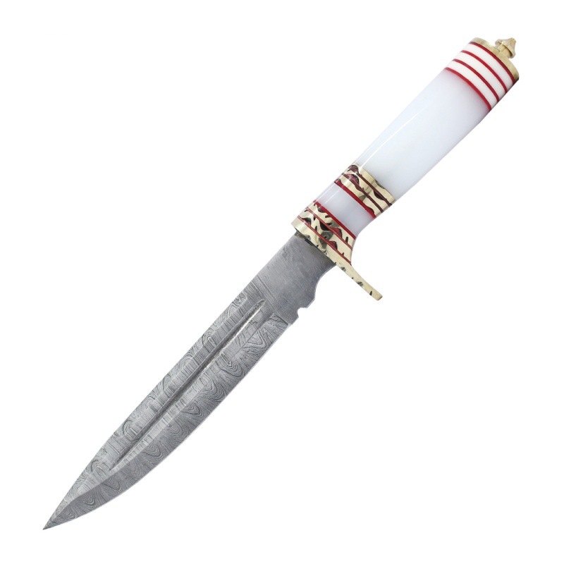 Theboneedge 13" Damascus Steel Fixed Blade Handmade Hunting Knife