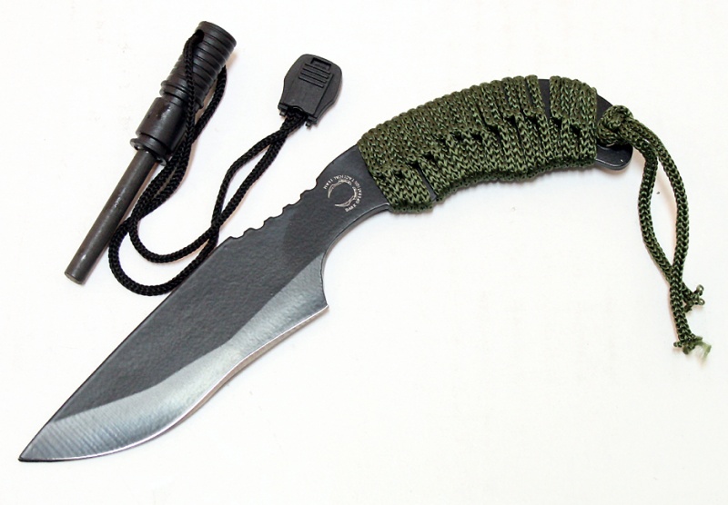 7" Hunting Knife Black Tactical Carbon Steel Blade