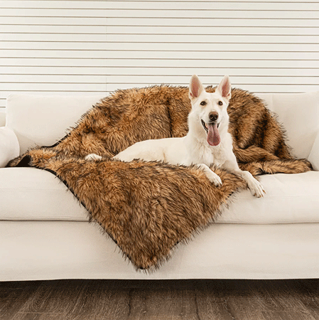 Paw PupProtector Waterproof Throw Blanket Faux Fur Sable Tan Original
