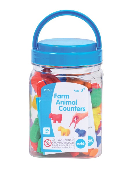 Farm Animals Counters - Mini Jar - Set Of 36
