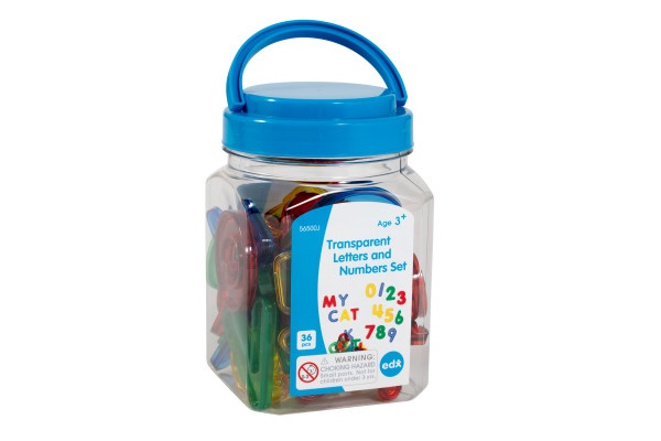 Transparent Letters And Numbers - Mini Jar