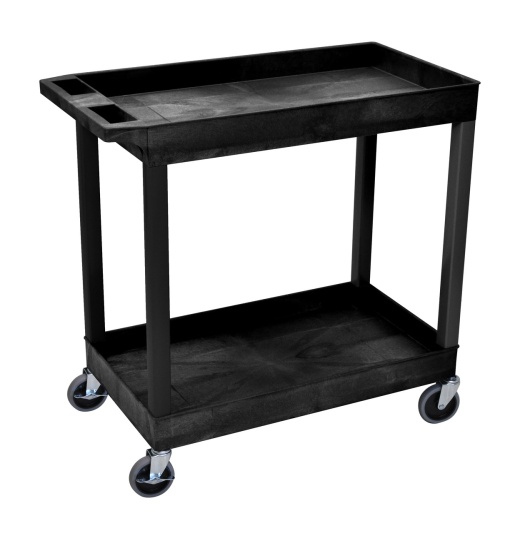 Luxor E Series EC11-B 18 x 32 Black Tub Cart 2 Shelves