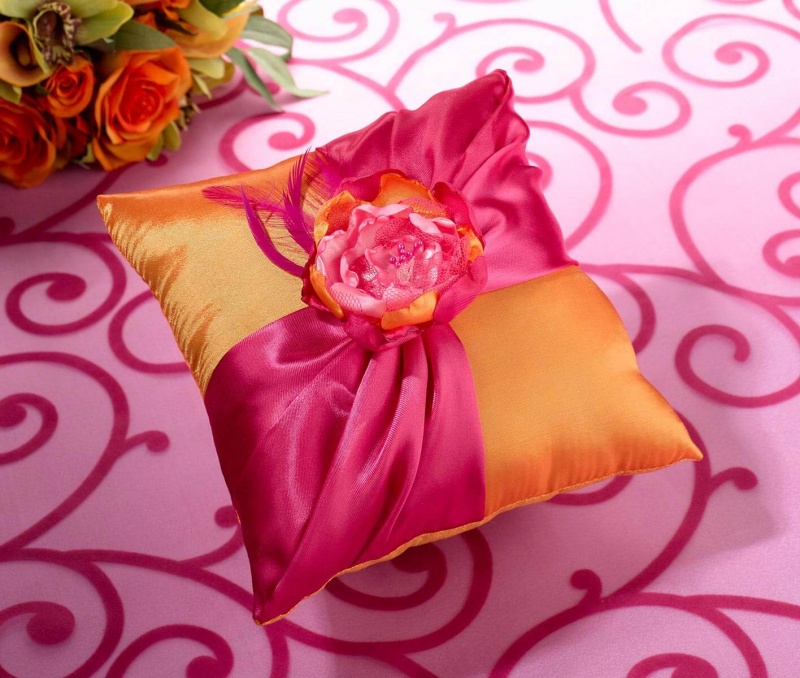 Hot Pink & Orange Ring Pillow