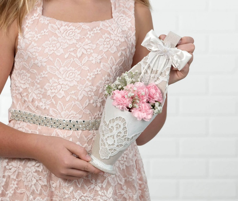 Country Lace Flower Girl Basket