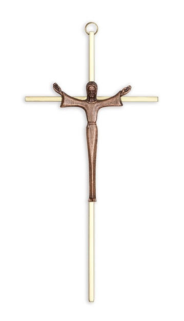 10-inch Crucifix with Highly Polished Brass Finish