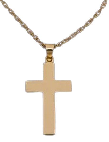 14K Gold Cross Pendant with Chain and Jewelry Case