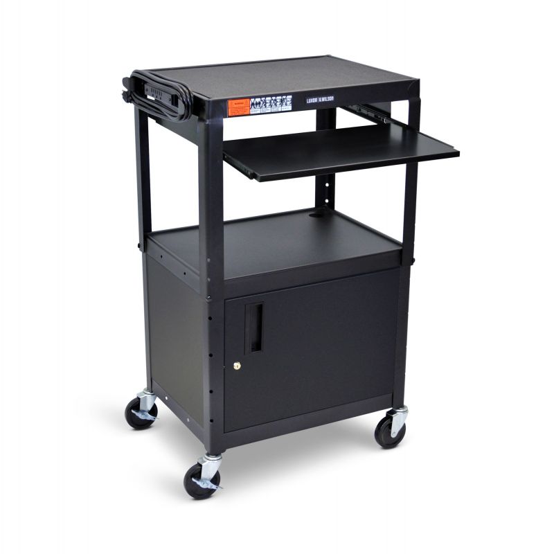 Adjustable Steel Av Cart - Cabinet, Pullout