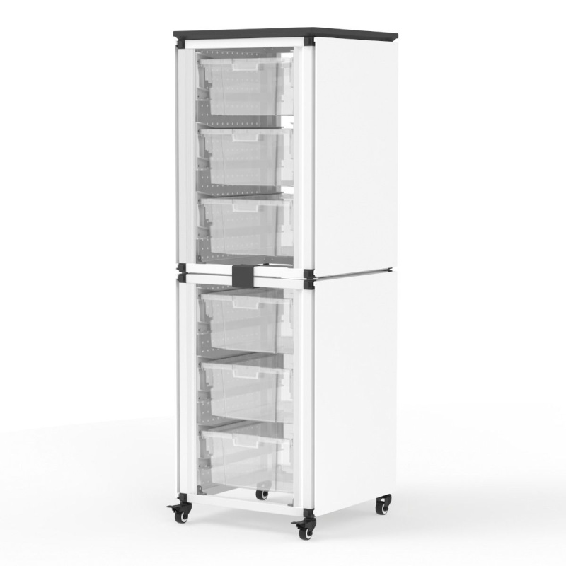 Modular Classroom Storage Cabinet - 2 Stacked Modules With 6 Large Bins