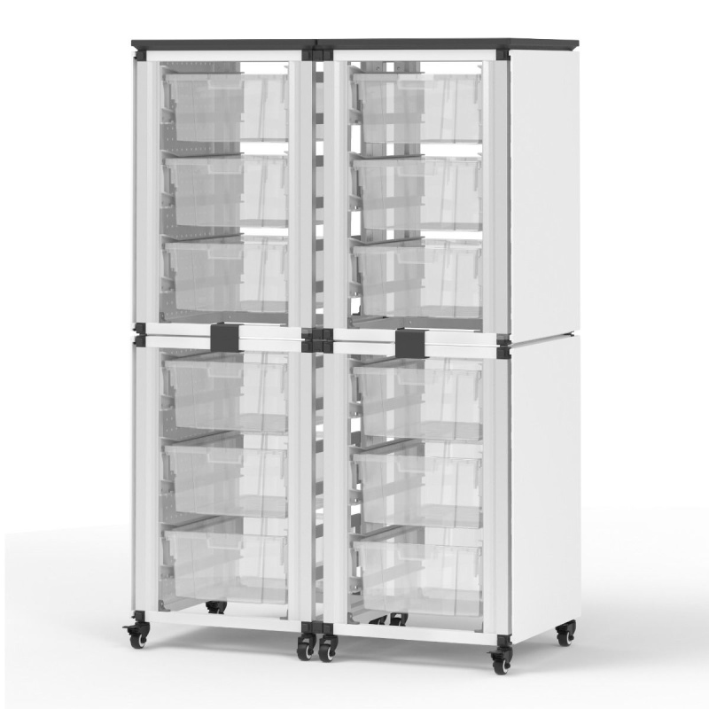 Modular Classroom Storage Cabinet - 4 Stacked Modules With 12 Large Bins