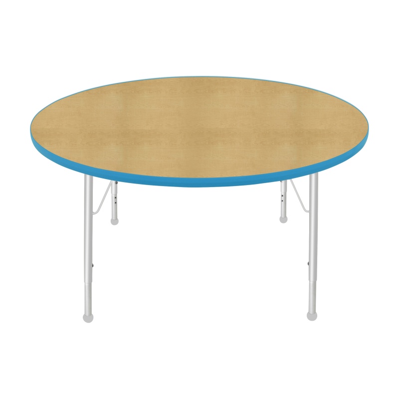 48" Round Table - Top Color: Maple, Edge Color: Bright Blue