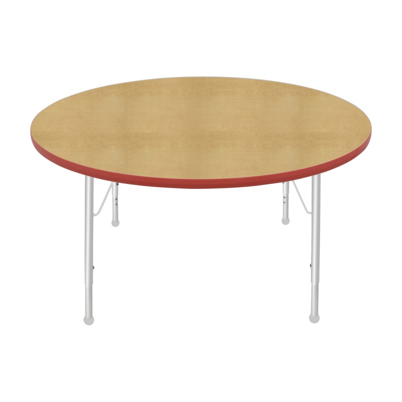 48" Round Table - Top Color: Maple, Edge Color: Red