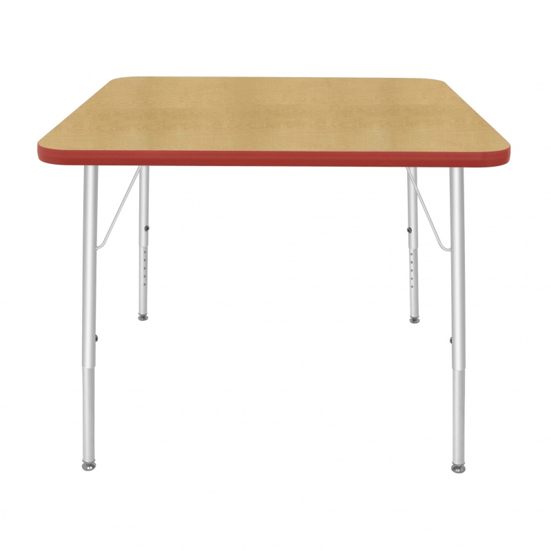 36" Square Table - Top Color: Maple, Edge Color: Red