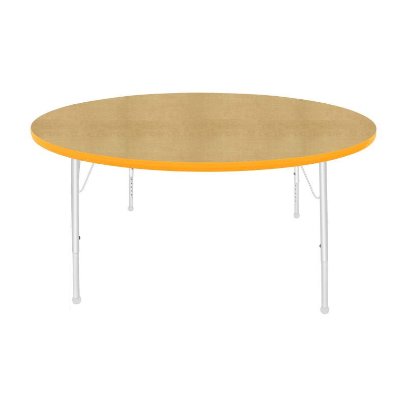 60" Round Table - Top Color: Maple, Edge Color: Yellow