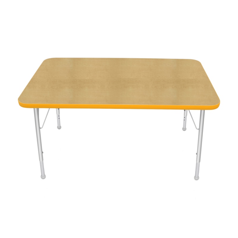 30" X 48" Rectangle Table - Top Color: Maple, Edge Color: Yellow