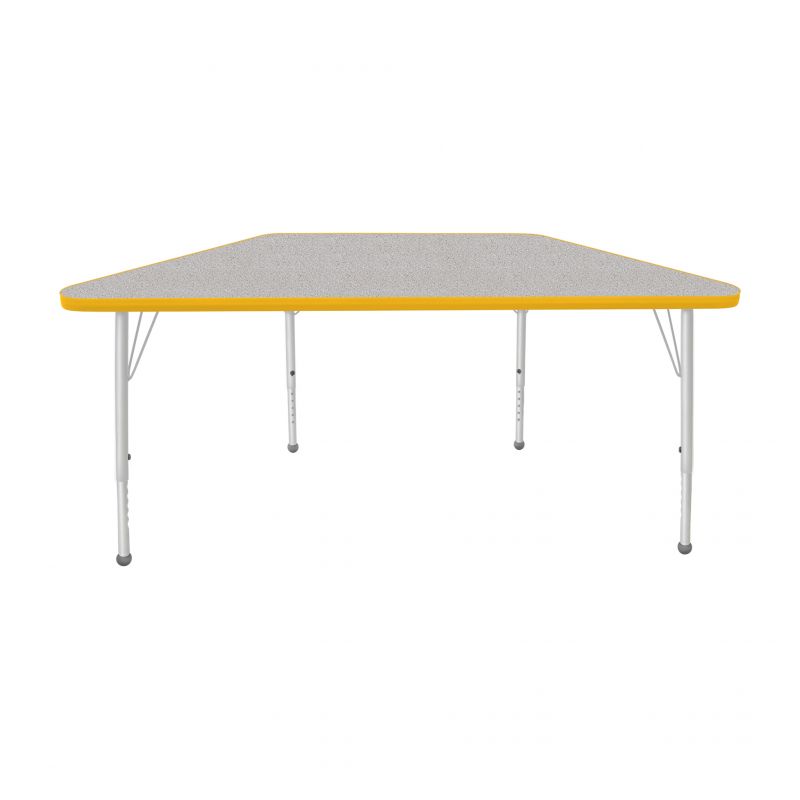 24" X 48" Trapezoid Table - Top Color: Gray Nebula, Edge Color: Yellow