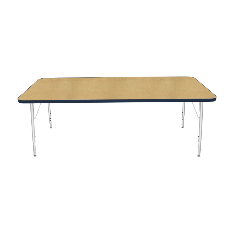 30" X 72" Rectangle Table - Top Color: Maple, Edge Color: Navy