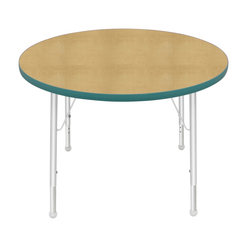 36" Round Table - Top Color: Maple, Edge Color: Teal